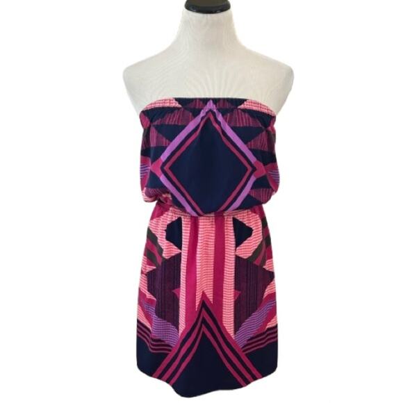 EUC Express Pink, Purple & Navy Strapless Cocktail Sundress. Size M. - Picture 2 of 7